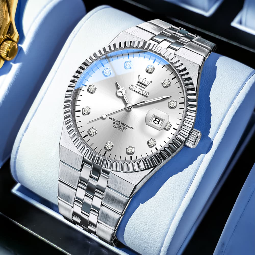 OLEVS 2989 Steel Luminous Dress Watch for Men - Silver White Watch | Olevs Watch Store