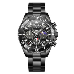 OLEVS 2990 Textured Steel Luminous Sport Watch for Men - All Black Watch | Olevs Watch Store