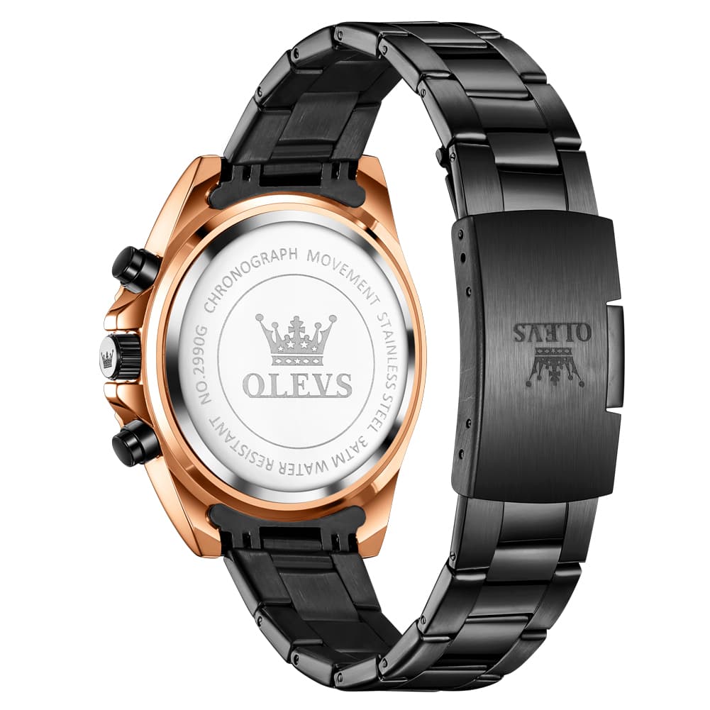 OLEVS 2990 Textured Steel Luminous Sport Watch for Men - All Black Watch | Olevs Watch Store