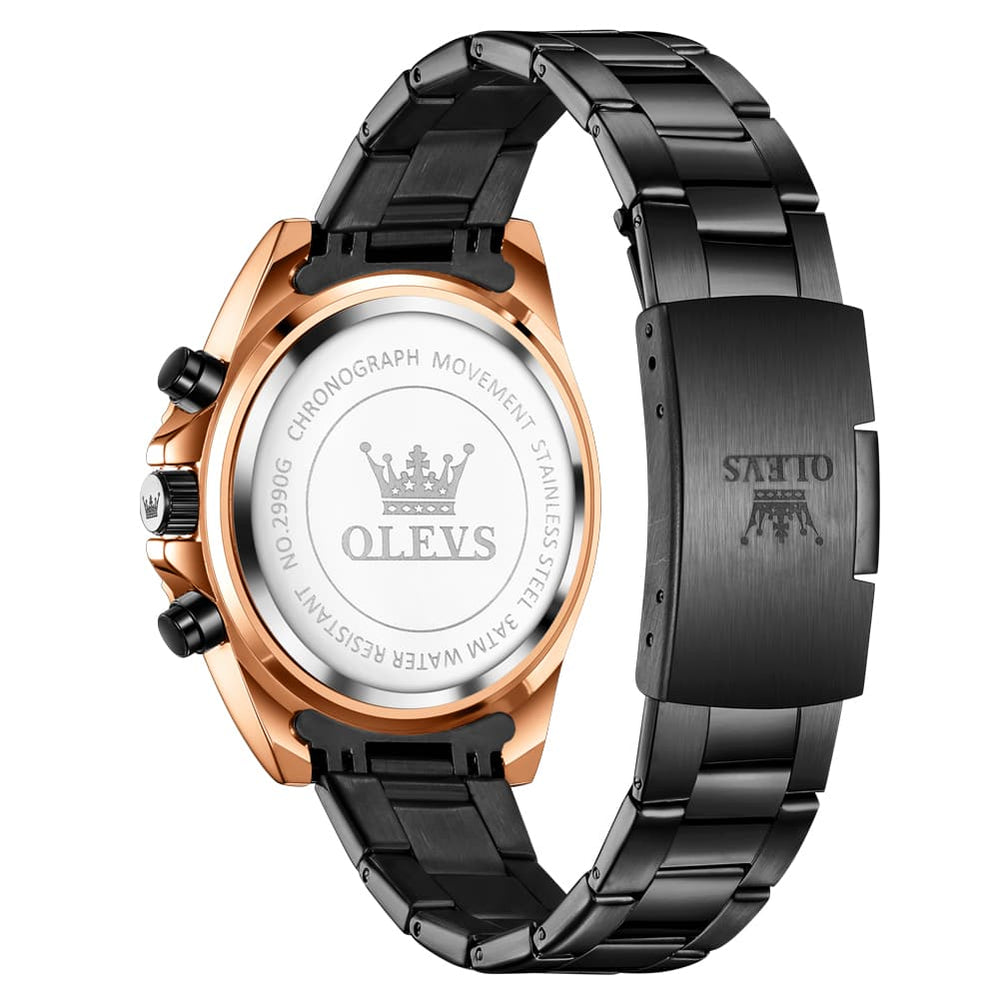 OLEVS 2990 Textured Steel Luminous Sport Watch for Men - All Black Watch | Olevs Watch Store