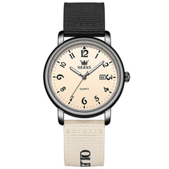 OLEVS 2991 Nylon Strap Casual Retro Quartz Watch for Men and Women - Black Watch | Olevs Watch Store