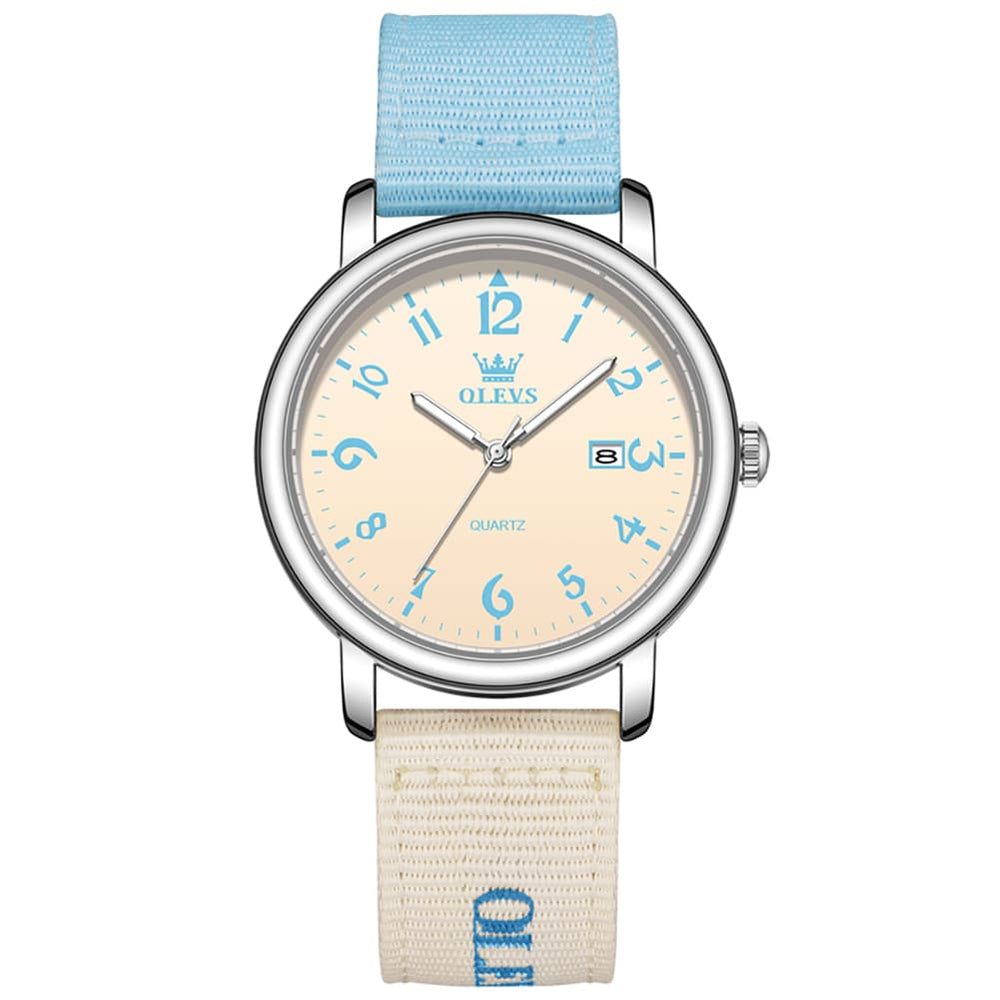 OLEVS 2991 Nylon Strap Casual Retro Quartz Watch for Men and Women - Blue Watch | Olevs Watch Store