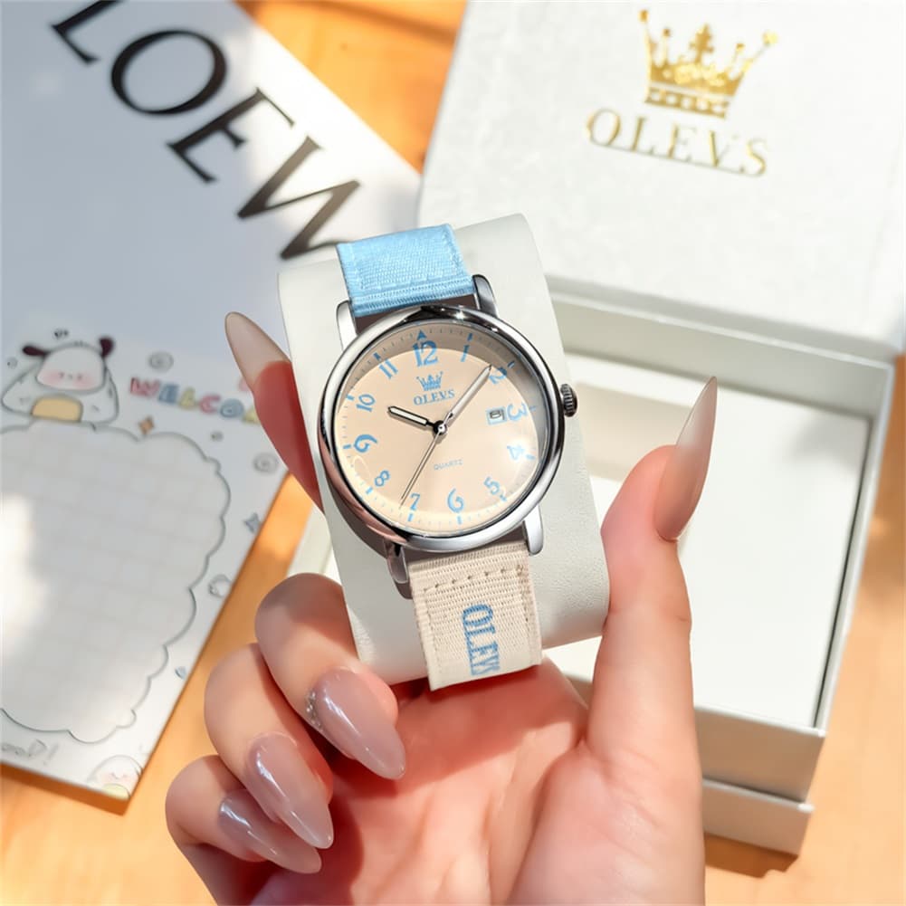 OLEVS 2991 Nylon Strap Casual Retro Quartz Watch for Men and Women - Green Watch | Olevs Watch Store
