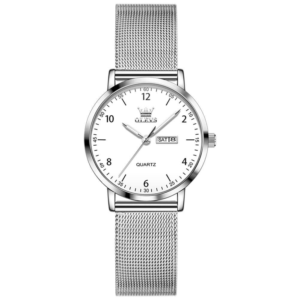 OLEVS 2996N Milanese Steel Minimalist Quartz Watch for Women - All Black Watch | Olevs Watch Store