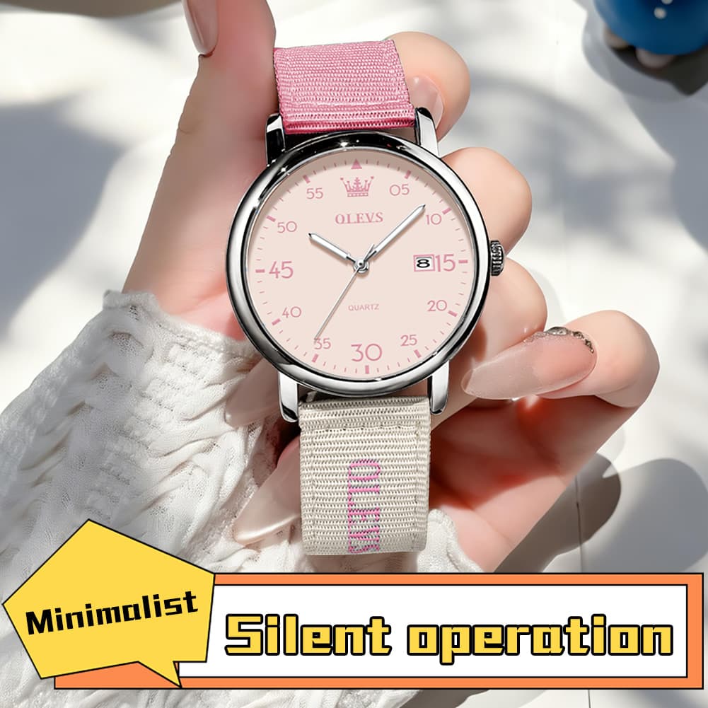 OLEVS 2997 Nylon Strap American Vintage Quartz Watch for Men and Women - Black Watch | Olevs Watch Store