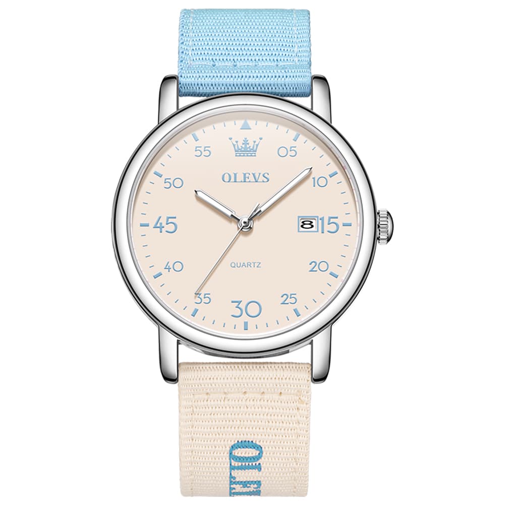 OLEVS 2997 Nylon Strap American Vintage Quartz Watch for Men and Women - Blue Watch | Olevs Watch Store