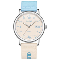 OLEVS 2997 Nylon Strap American Vintage Quartz Watch for Men and Women - Blue Watch | Olevs Watch Store