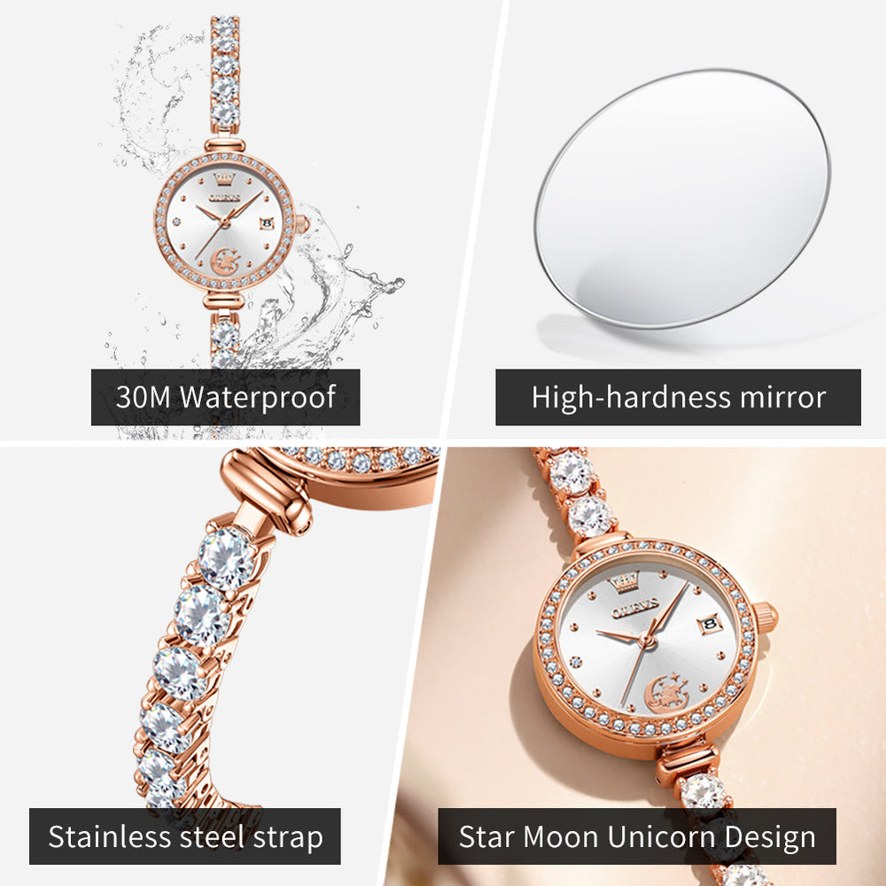 unicorn crystal bracelet quartz watch product view 92 - OLEVS 2998