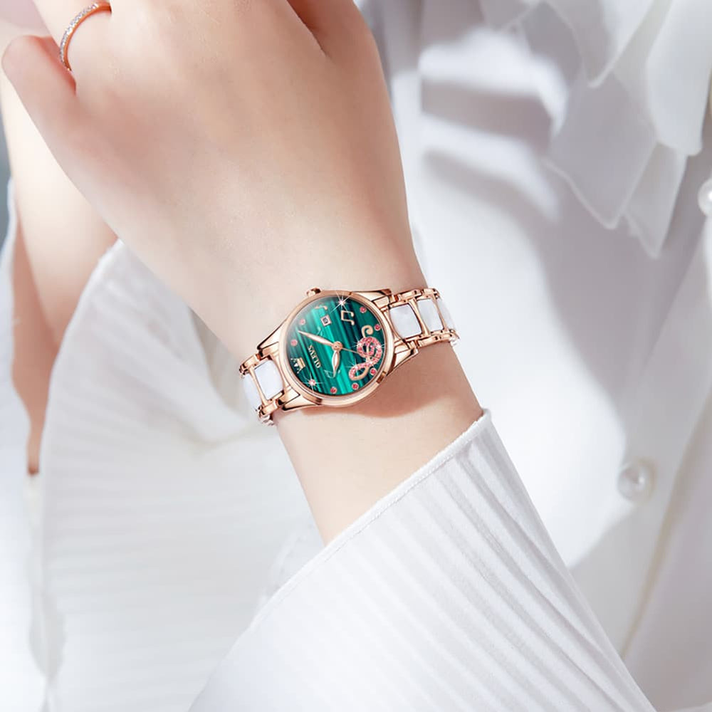 OLEVS 3605 Ceramic Musical Note Quartz Watch for Women - Rose Pink Watch | Olevs Watch Store