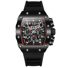 OLEVS 3608 Tonneau Sports Quartz Watch for Men - Cool Black Watch | Olevs Watch Store