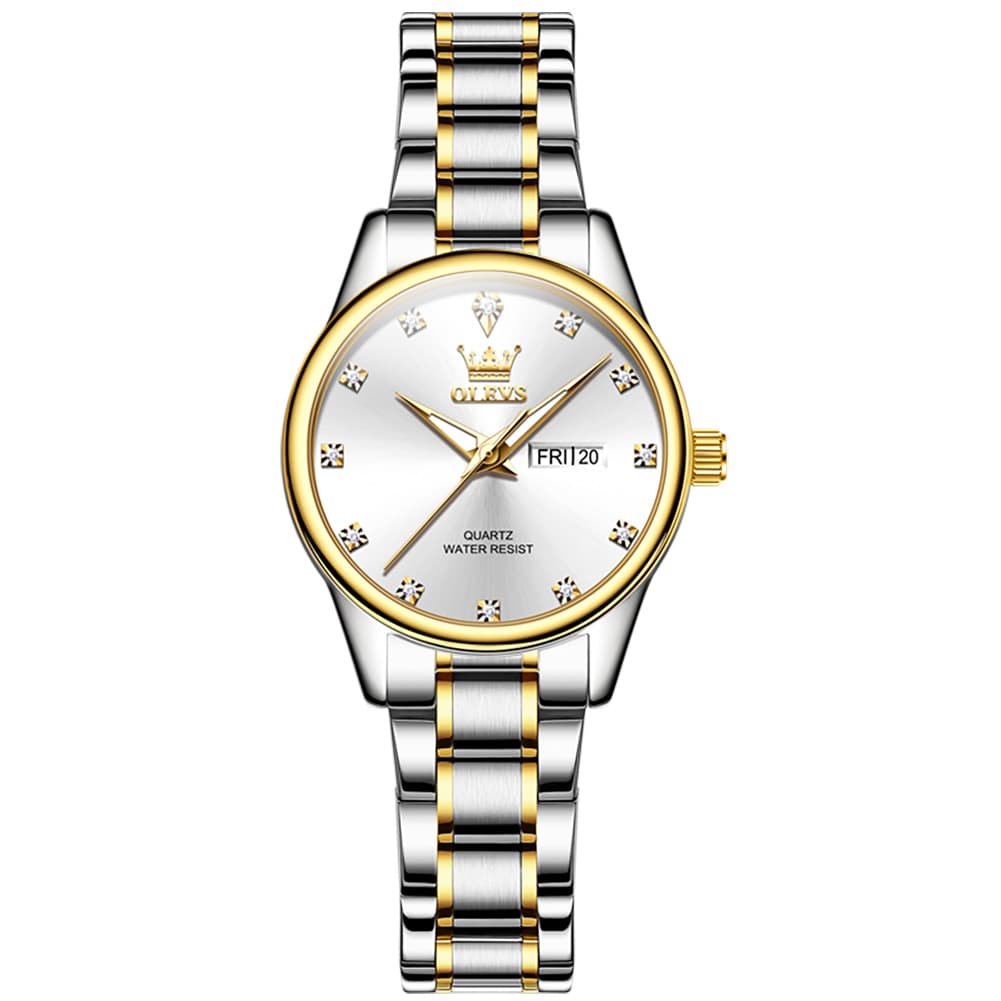 OLEVS 3612 Diamond Dial Quartz Steel Watch for Women - All Gold Watch | Olevs Watch Store