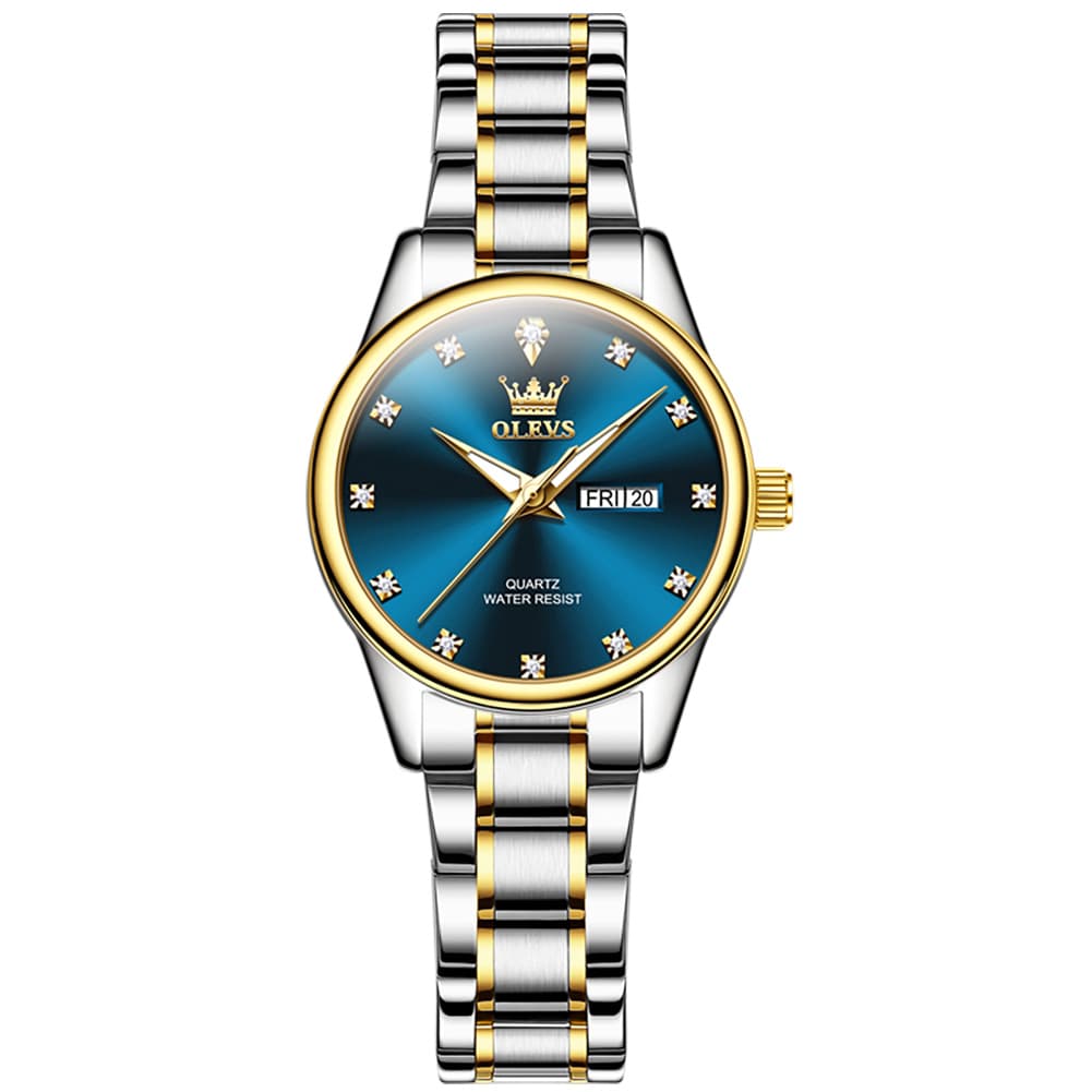 OLEVS 3612 Diamond Dial Quartz Steel Watch for Women - All Gold Watch | Olevs Watch Store