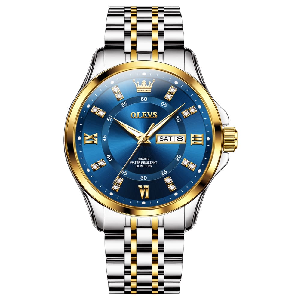 OLEVS 3620 Classic Diamond Quartz Steel Watch for Men - All Gold Watch | Olevs Watch Store