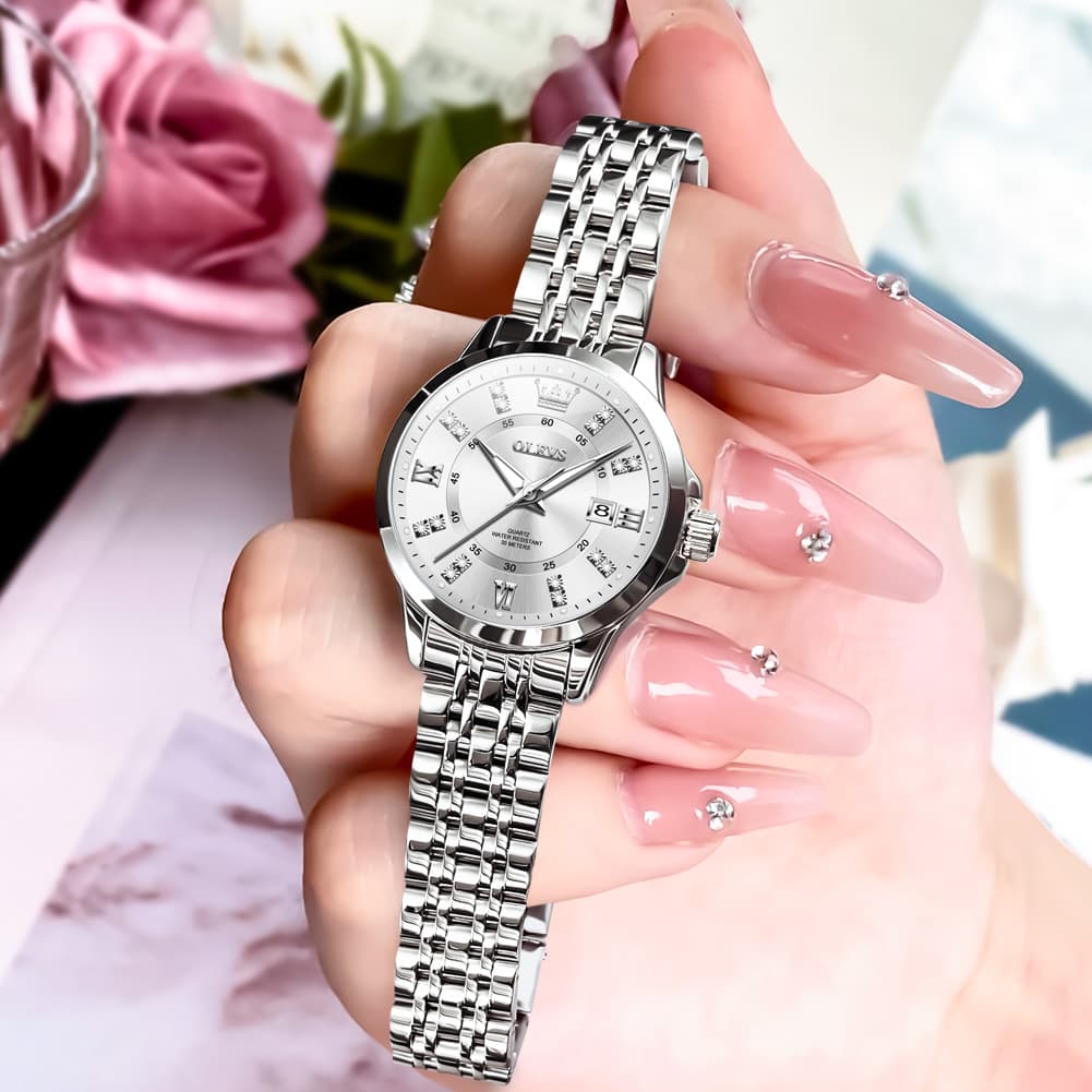 OLEVS 3620 Classic Diamond Quartz Steel Watch for Women - All Gold Watch | Olevs Watch Store