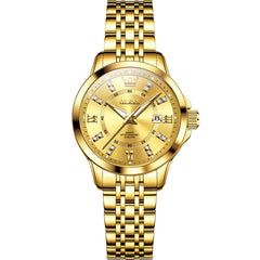 OLEVS 3620 Classic Diamond Quartz Steel Watch for Women - All Gold Watch | Olevs Watch Store