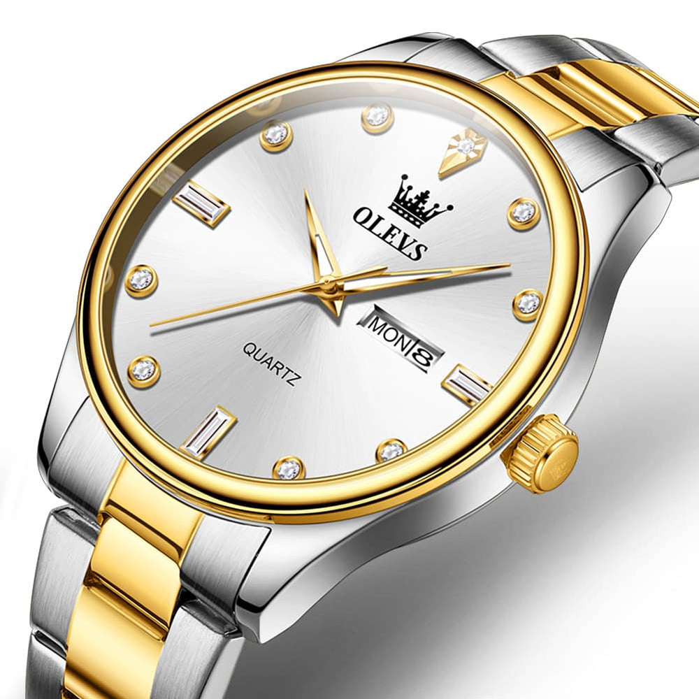 OLEVS 3621 Minimalist Diamond Quartz Watch for Men - All Gold Watch | Olevs Watch Store