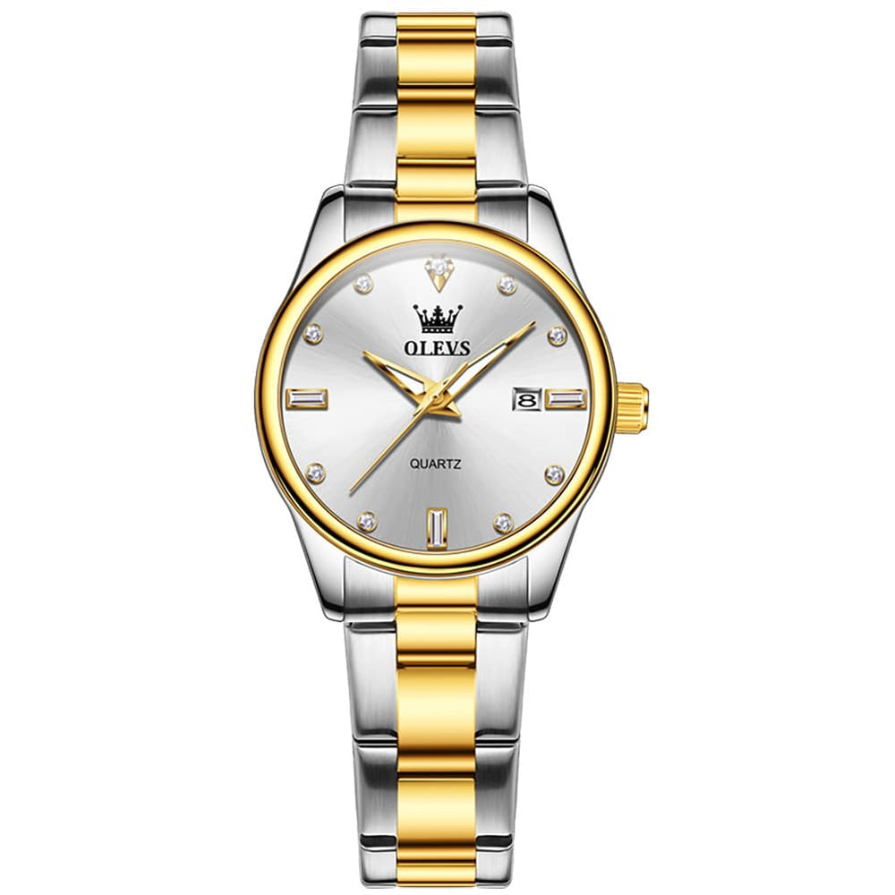 OLEVS 3621NS Minimalist Diamond Quartz Steel Watch for Women - All Gold Watch | Olevs Watch Store