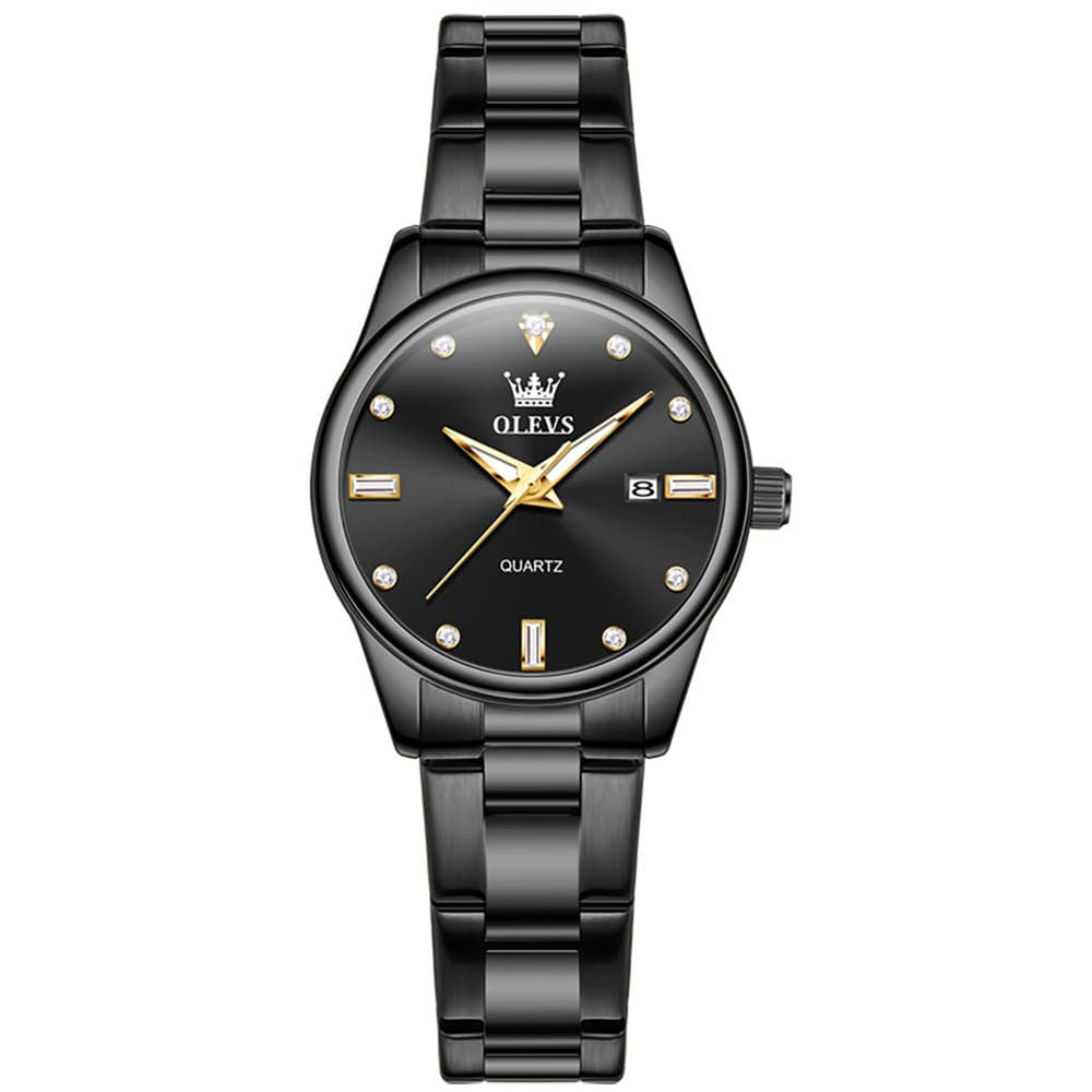 OLEVS 3621NS Minimalist Diamond Quartz Steel Watch for Women - All Gold Watch | Olevs Watch Store