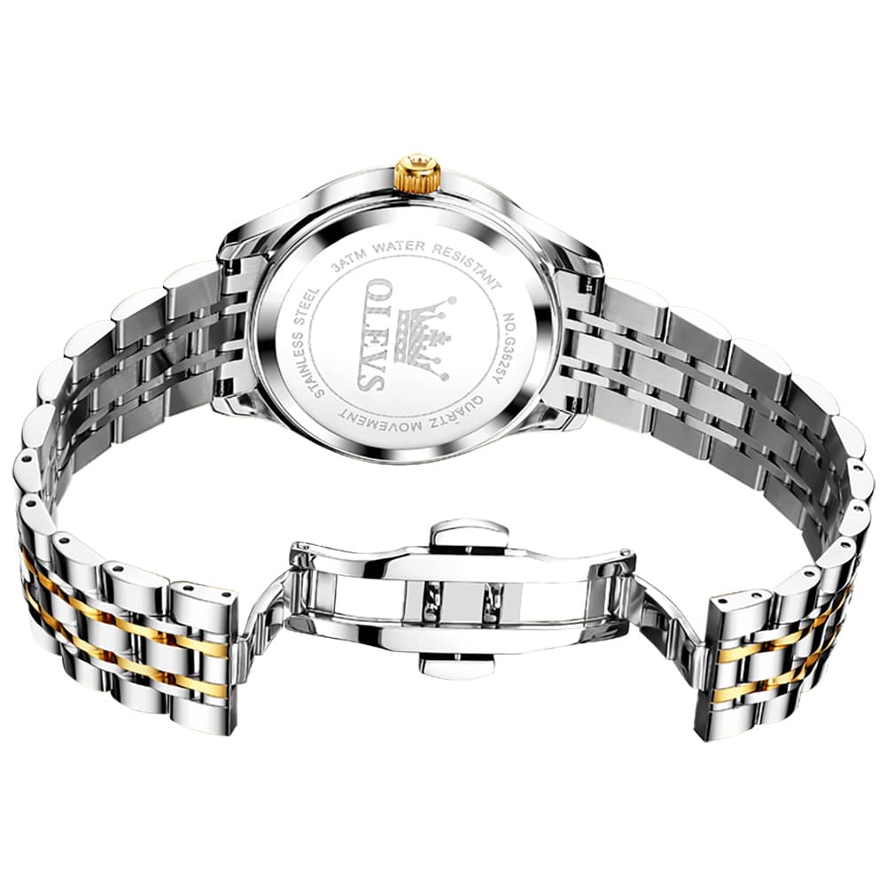 OLEVS 3625 Diamond Bezel Quartz Steel Watch for Men - All Gold Watch | Olevs Watch Store