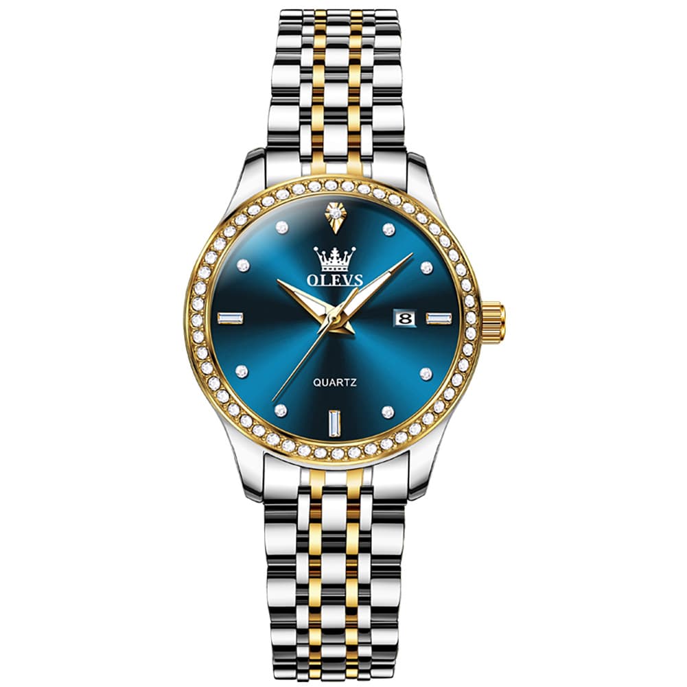OLEVS 3625 Diamond Bezel Quartz Steel Watch for Women - All Gold Watch | Olevs Watch Store