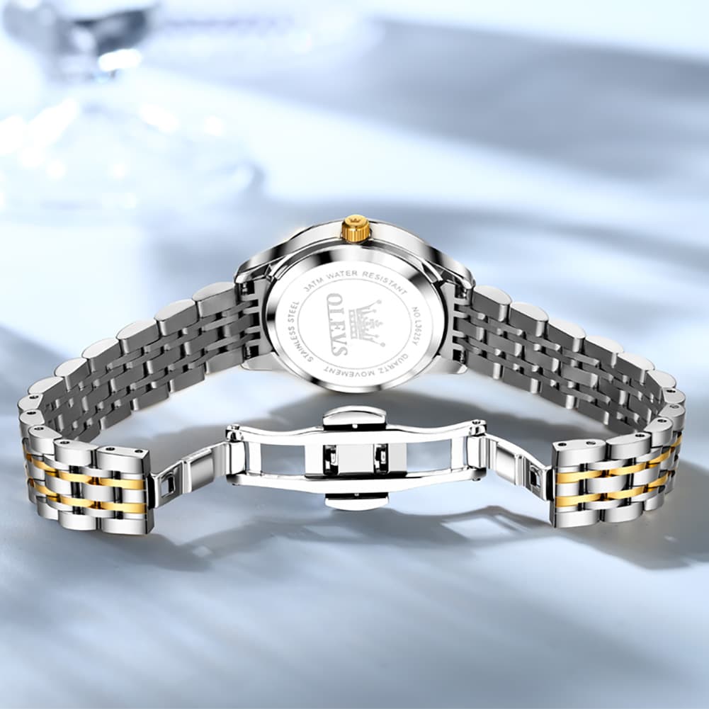 OLEVS 3625 Diamond Bezel Quartz Steel Watch for Women - All Gold Watch | Olevs Watch Store