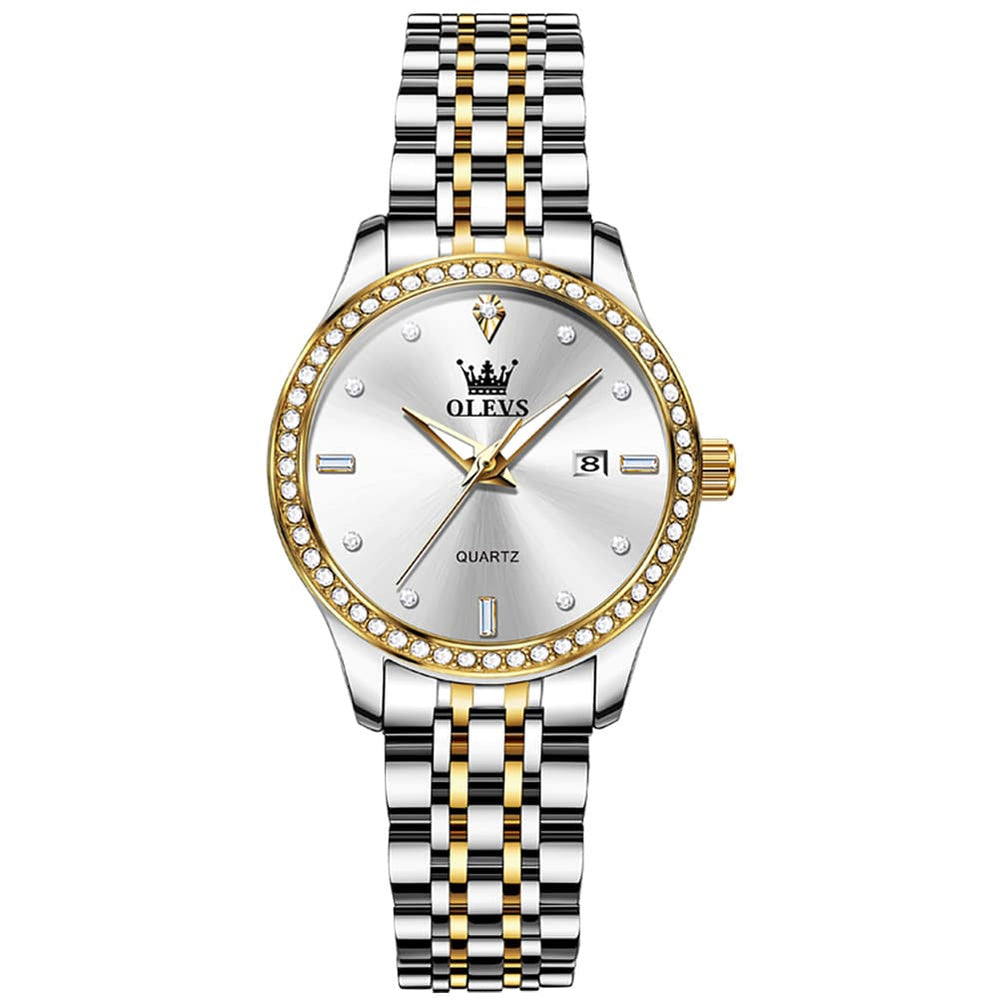 OLEVS 3625 Diamond Bezel Quartz Steel Watch for Women - All Gold Watch | Olevs Watch Store