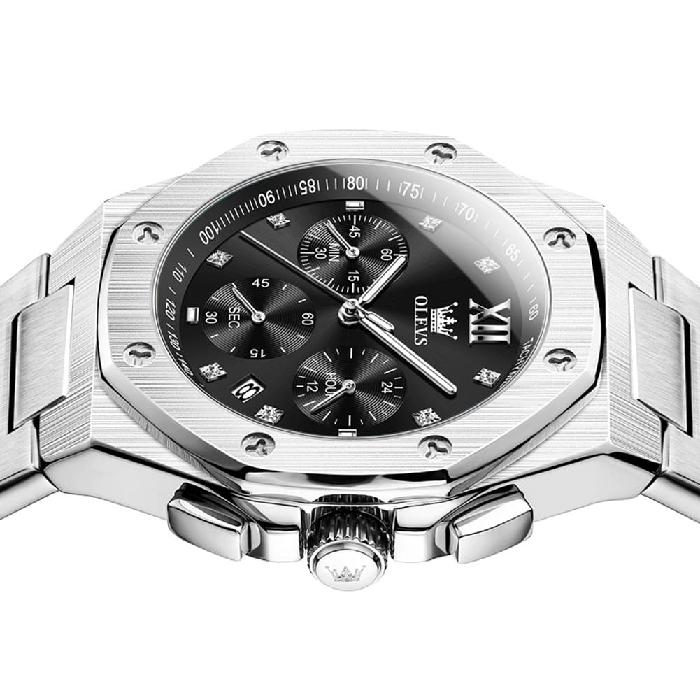 OLEVS 3626 Octagonal Chronograph Quartz Steel Watch for Men - All Gold Watch | Olevs Watch Store