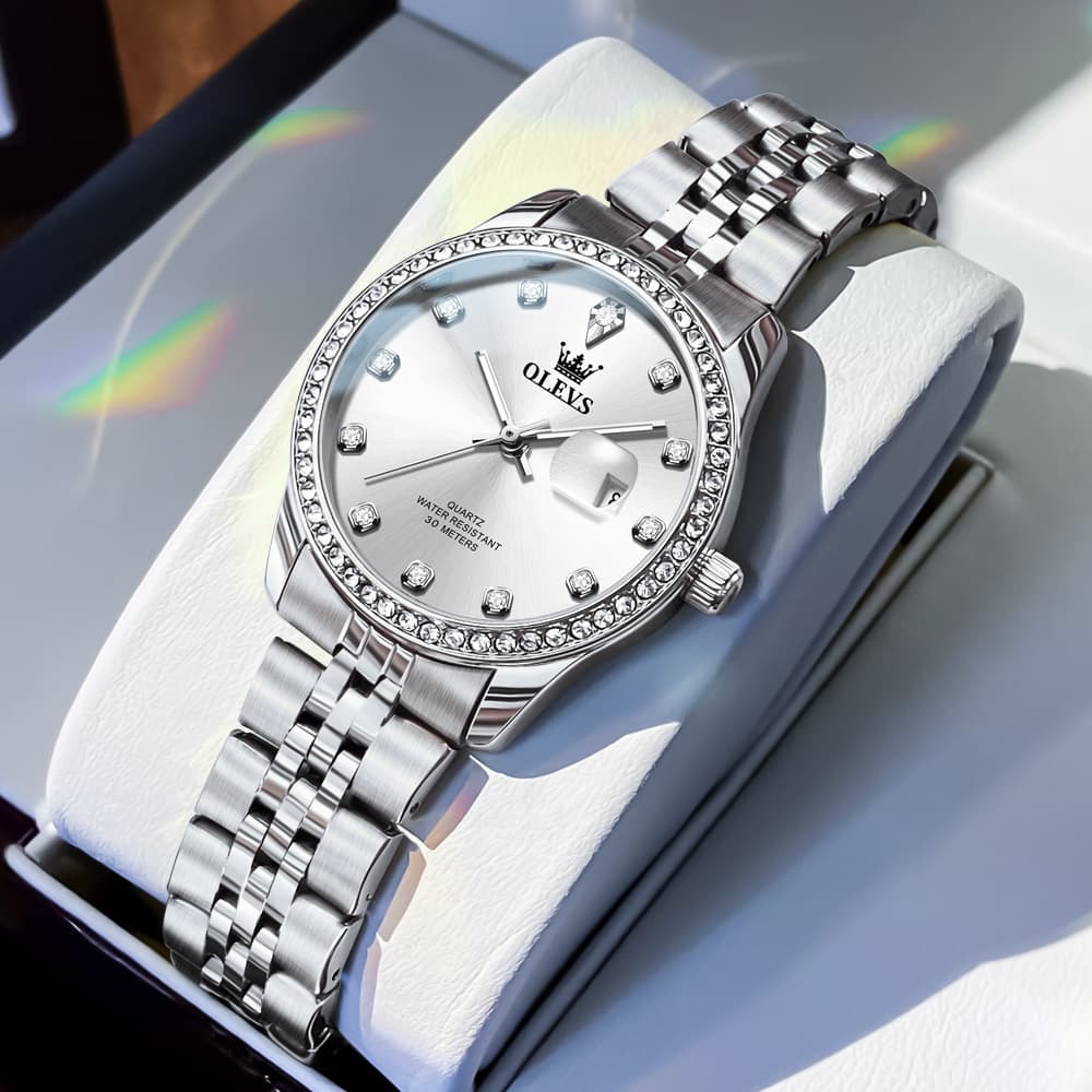 OLEVS 3629NN Diamond Bezel Quartz Steel Watch for Women - All Gold Watch | Olevs Watch Store