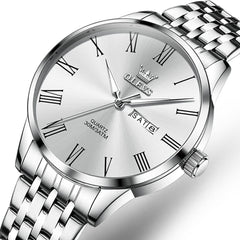 OLEVS 3633 Minimalist Sunray Roman Quartz Watch for Men - Silver White Watch | Olevs Watch Store