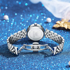 OLEVS 3641 Starry Sky Diamond Quartz Watch for Women - Silver Blue Watch | Olevs Watch Store