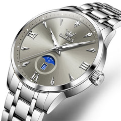 OLEVS 3646 Diamond Mirror Calendar Quartz Watch for Men - Silver Grey Watch | Olevs Watch Store