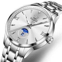 OLEVS 3646 Diamond Mirror Calendar Quartz Watch for Men - Silver White Watch | Olevs Watch Store