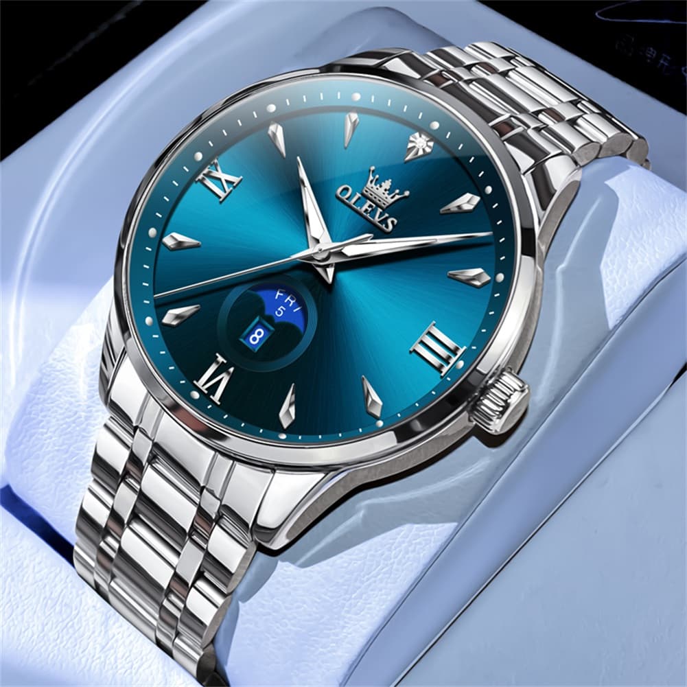 OLEVS 3646 Diamond Mirror Calendar Quartz Watch for Men - Two Tone White Watch | Olevs Watch Store