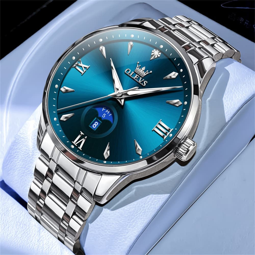 OLEVS 3646 Diamond Mirror Calendar Quartz Watch for Men - Two Tone White Watch | Olevs Watch Store