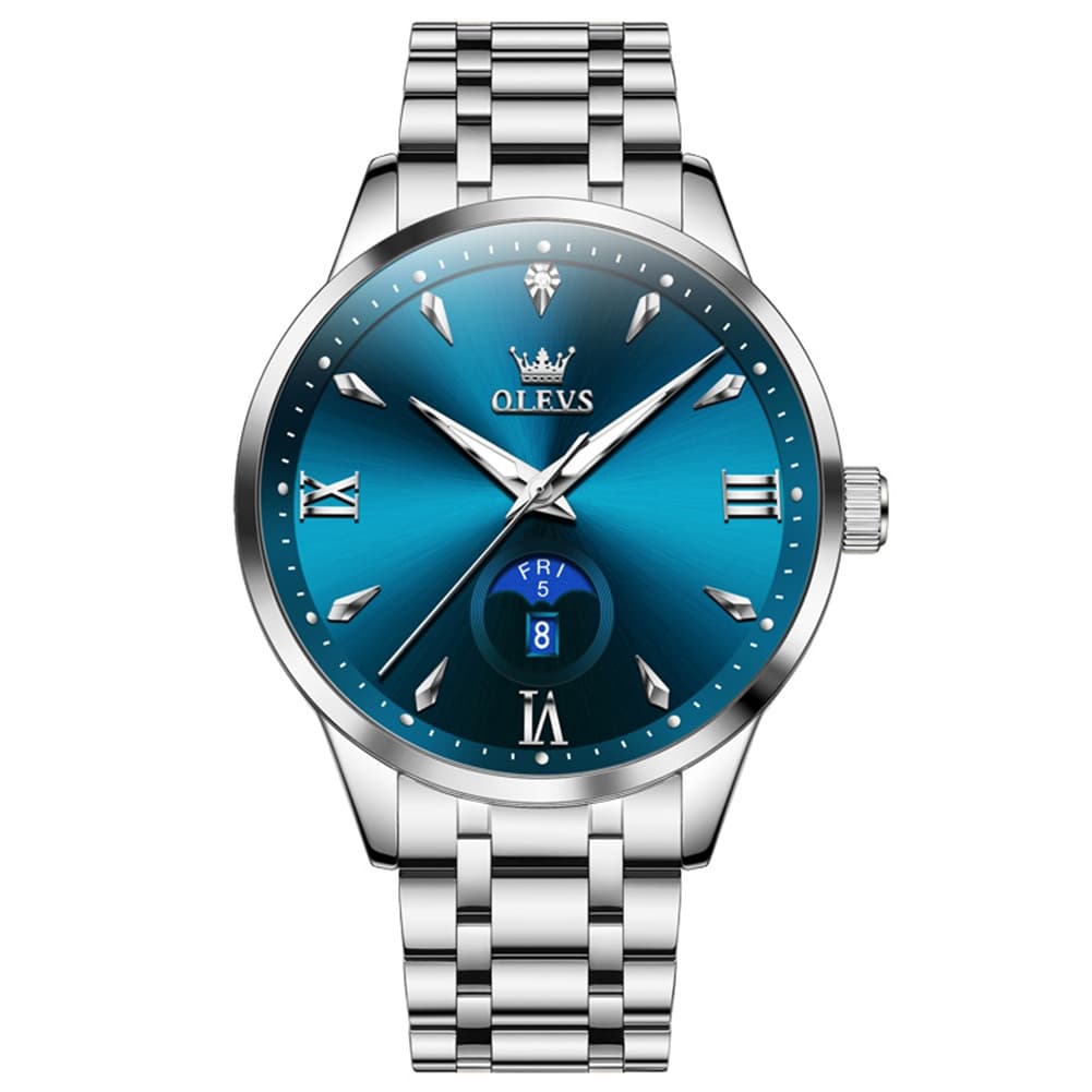 OLEVS 3646 Diamond Mirror Calendar Quartz Watch for Men - Two Tone White Watch | Olevs Watch Store