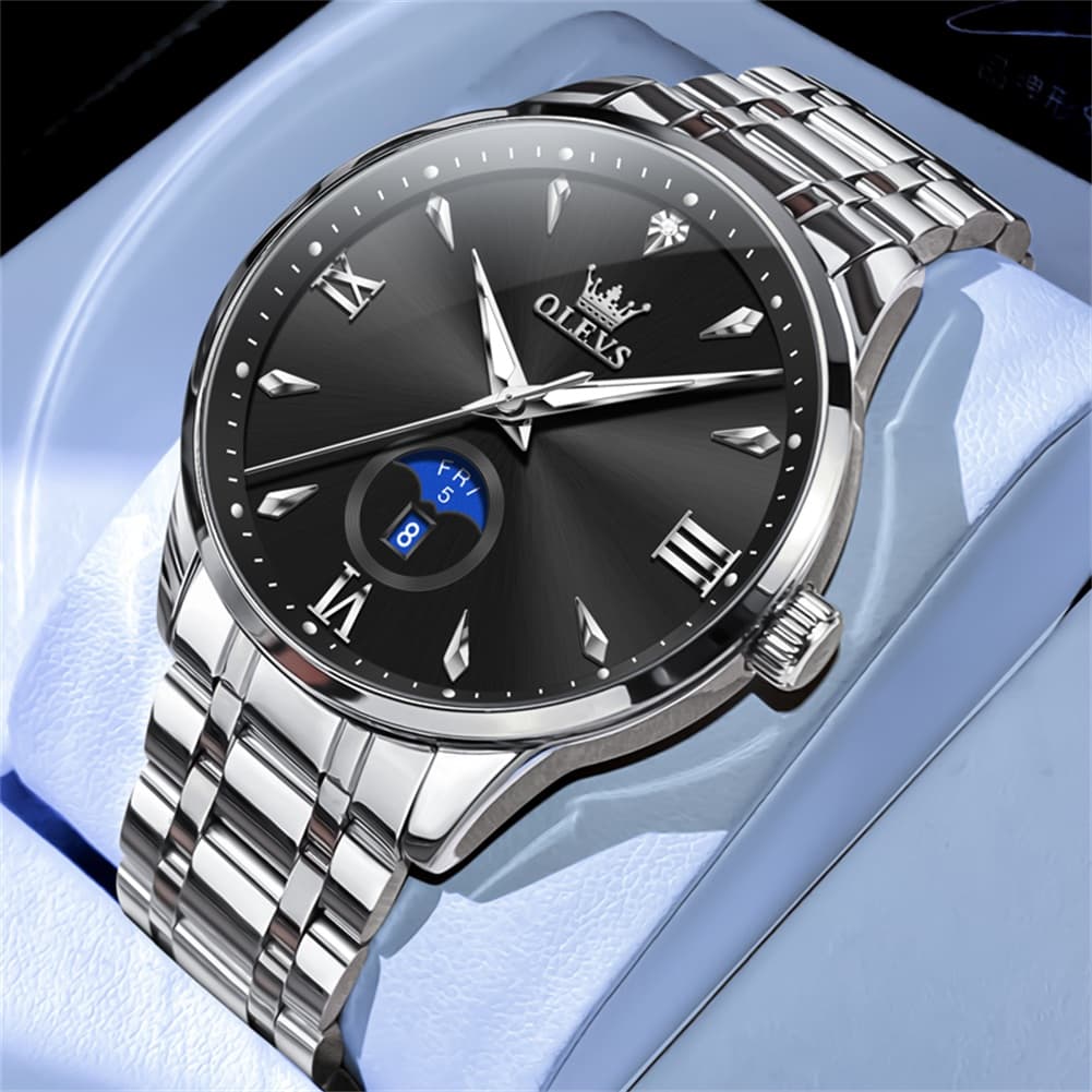 OLEVS 3646 Diamond Mirror Calendar Quartz Watch for Men - Two Tone White Watch | Olevs Watch Store