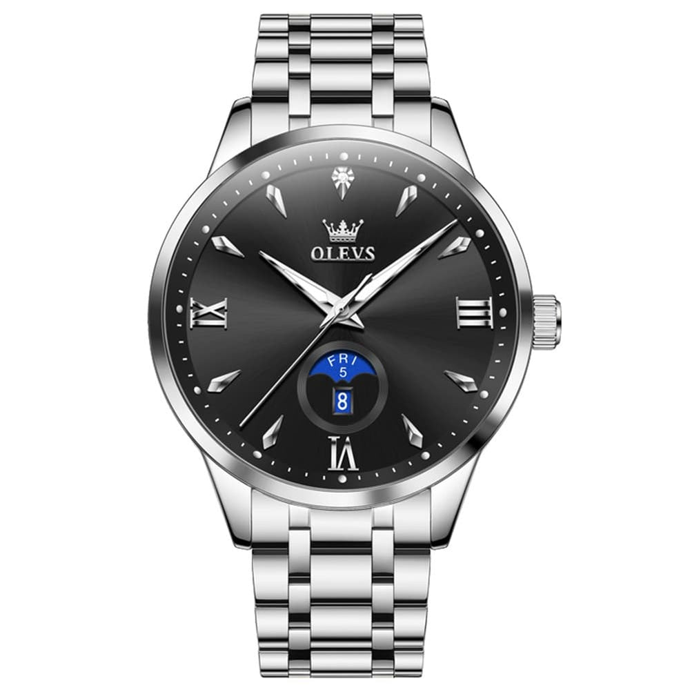 OLEVS 3646 Diamond Mirror Calendar Quartz Watch for Men - Two Tone White Watch | Olevs Watch Store
