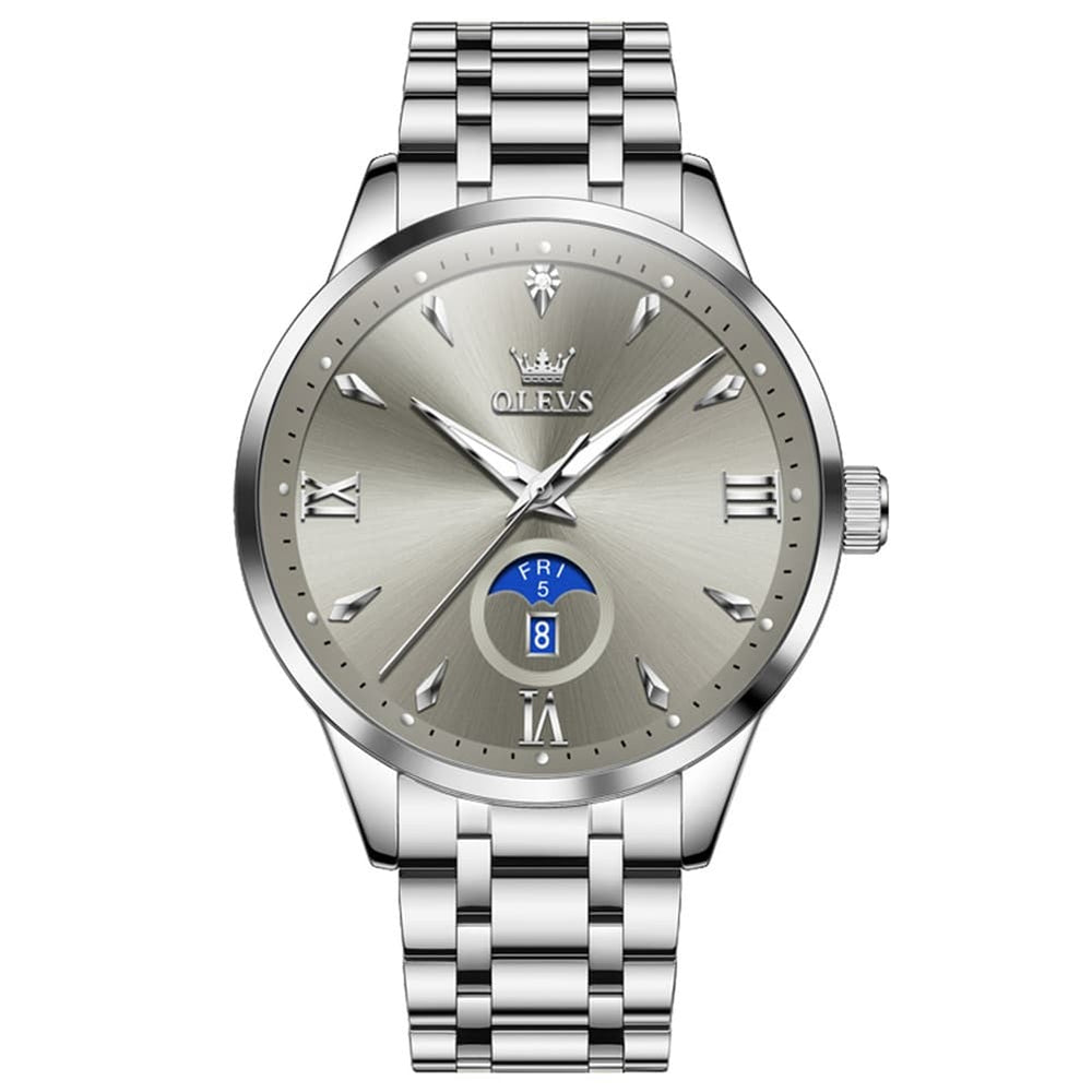 OLEVS 3646 Diamond Mirror Calendar Quartz Watch for Men - Two Tone White Watch | Olevs Watch Store