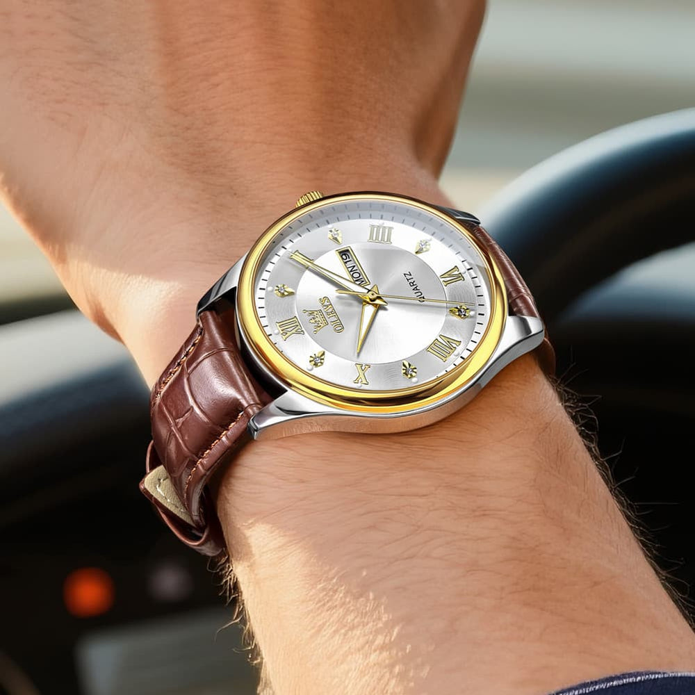 OLEVS 3649 Ultra-thin Classic Quartz Watch for Men - Two Tone White Watch | Olevs Watch Store