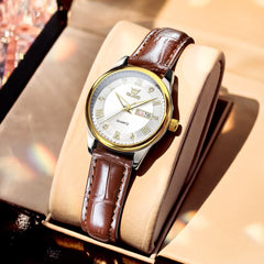 OLEVS 3649 Ultra-thin Classic Quartz Watch for Women - Two Tone White Watch | Olevs Watch Store