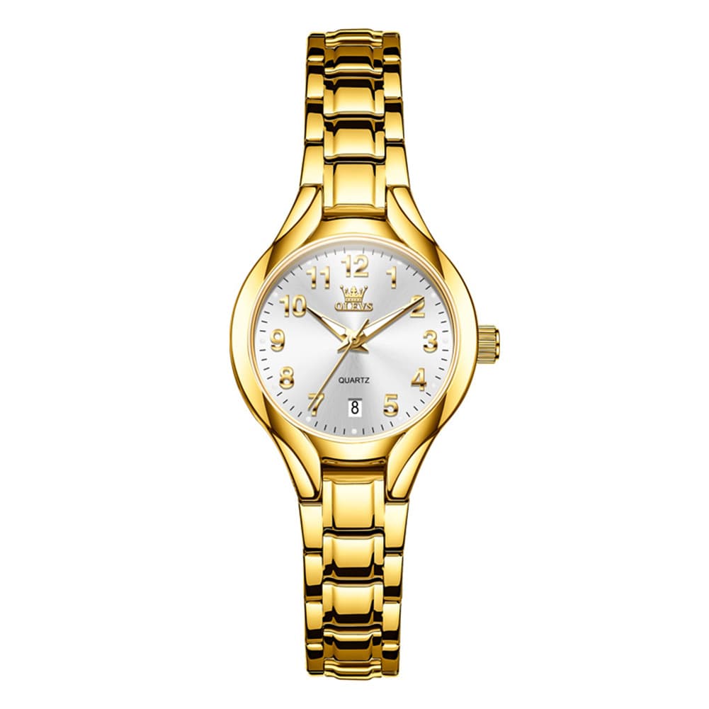 OLEVS 3650 Classic Gold Quartz Watch for Men & Women (His & Hers) - Women Gold White Watch | Olevs Watch Store