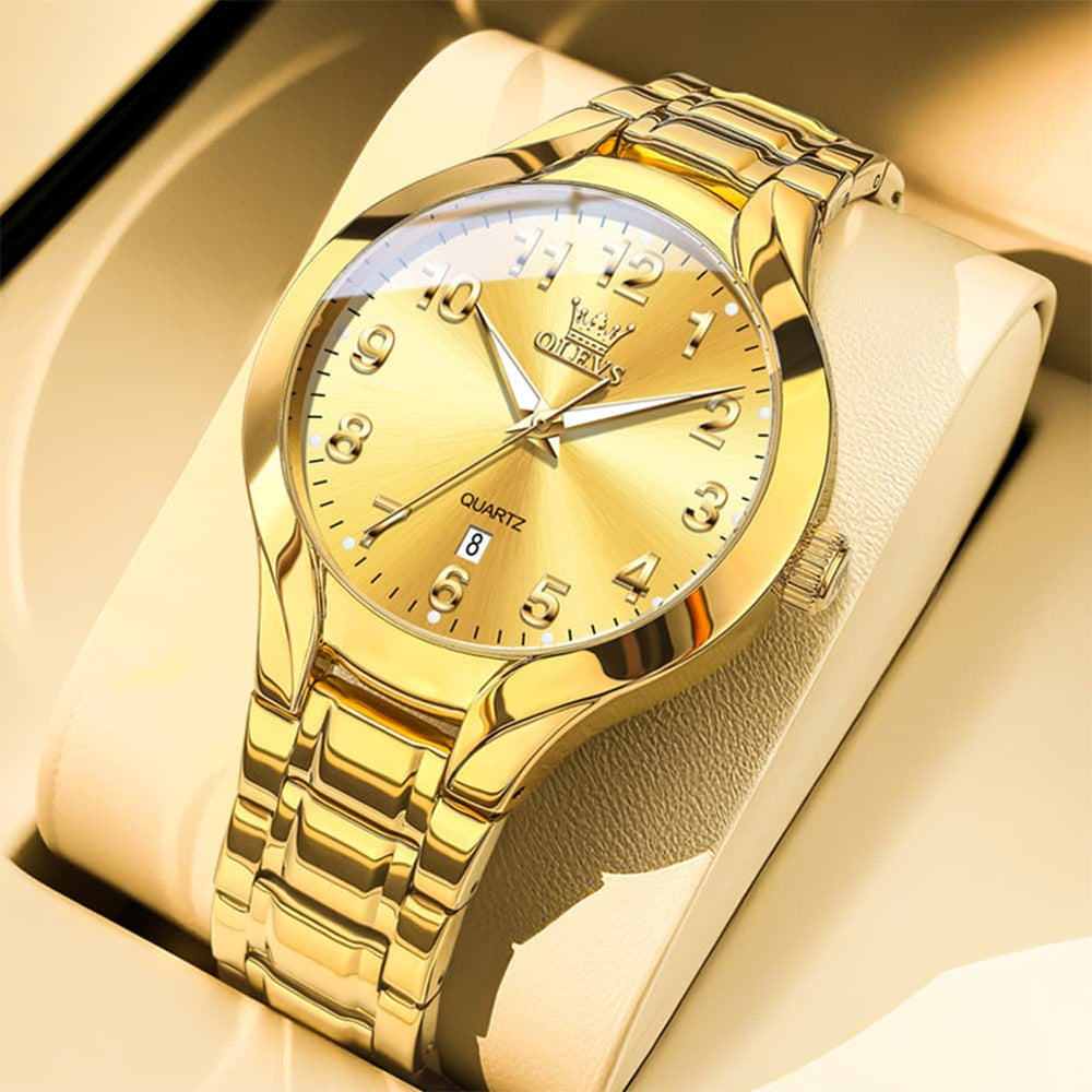 OLEVS 3650 Classic Gold Quartz Watch for Men & Women (His & Hers) - Women Silver White Watch | Olevs Watch Store