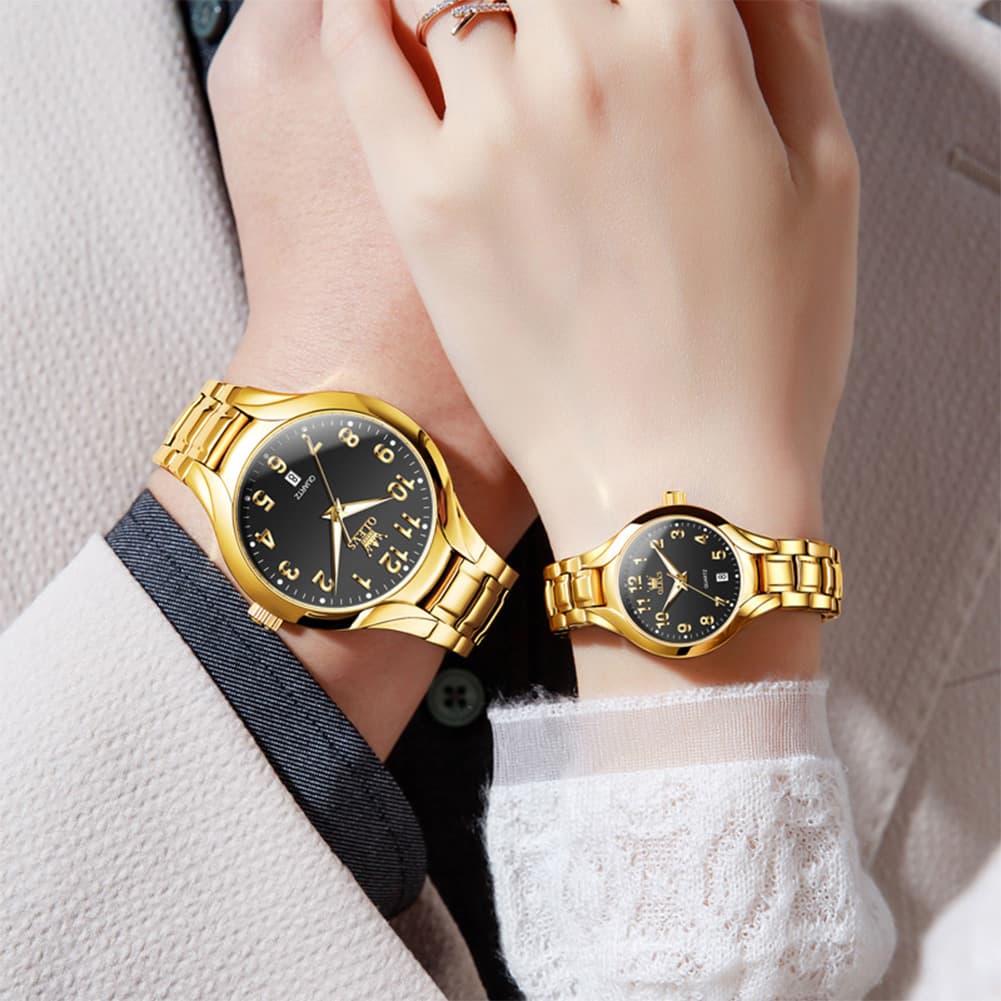 OLEVS 3650 Classic Gold Quartz Watch for Men & Women (His & Hers) - Women Silver White Watch | Olevs Watch Store