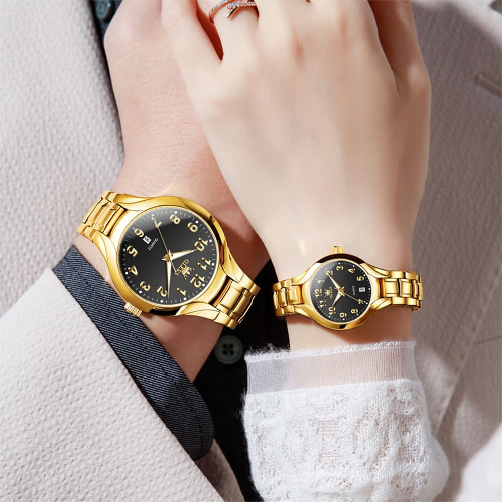 OLEVS 3650 Classic Gold Quartz Watch for Men & Women (His & Hers) - Women Silver White Watch | Olevs Watch Store