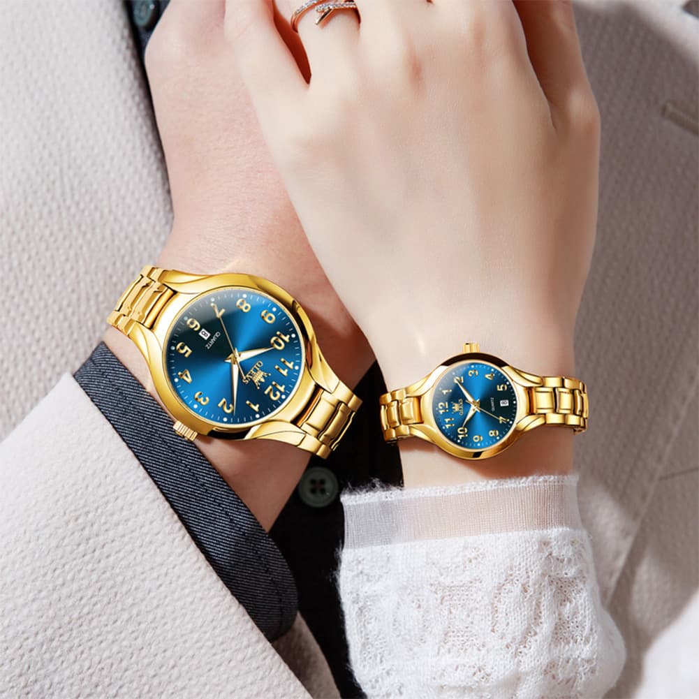 OLEVS 3650 Classic Gold Quartz Watch for Men & Women (His & Hers) - Women Silver White Watch | Olevs Watch Store