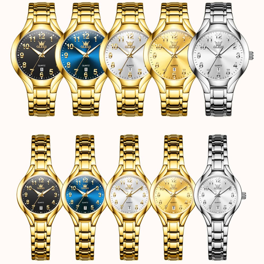 OLEVS 3650 Classic Gold Quartz Watch for Men & Women (His & Hers) - Women Silver White Watch | Olevs Watch Store
