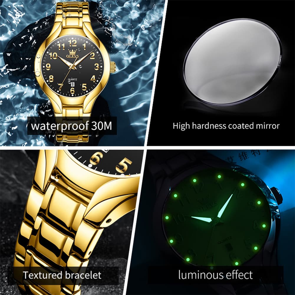 OLEVS 3650 Classic Gold Quartz Watch for Men & Women (His & Hers) - Women Silver White Watch | Olevs Watch Store