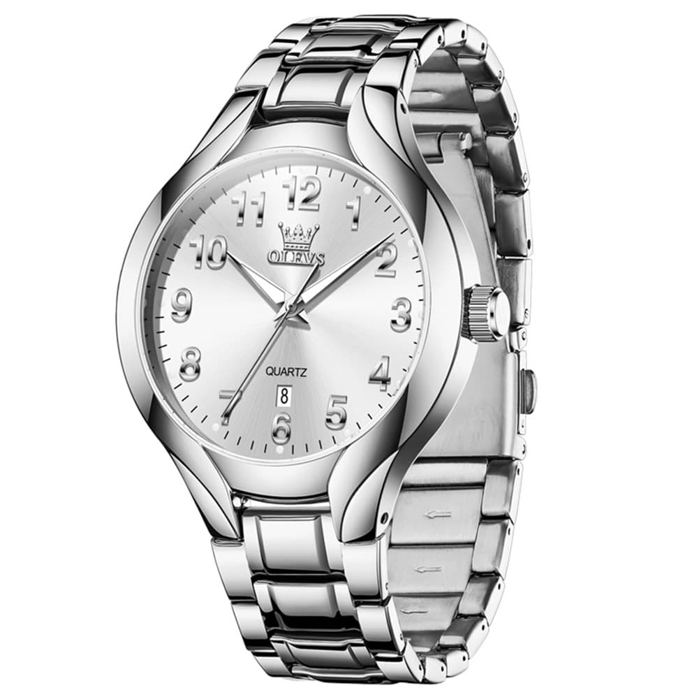OLEVS 3650 Classic Gold Quartz Watch for Men & Women (His & Hers) - Men Silver White Watch | Olevs Watch Store
