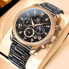 OLEVS 3660 Chronograph Moon Phase Diamond Dial Tactical Sports Watch For Men