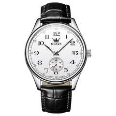 OLEVS 3662 Vintage Sub-Dial Leather Quartz Watch for Men - Brown Silver Watch | Olevs Watch Store